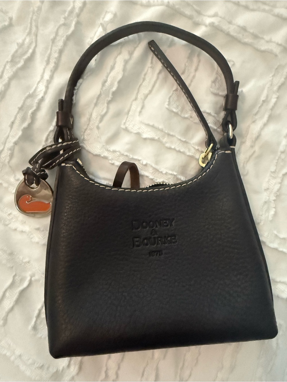 Dooney & Bourke Brown Leather Mini Shoulder Bag with Gold Charm